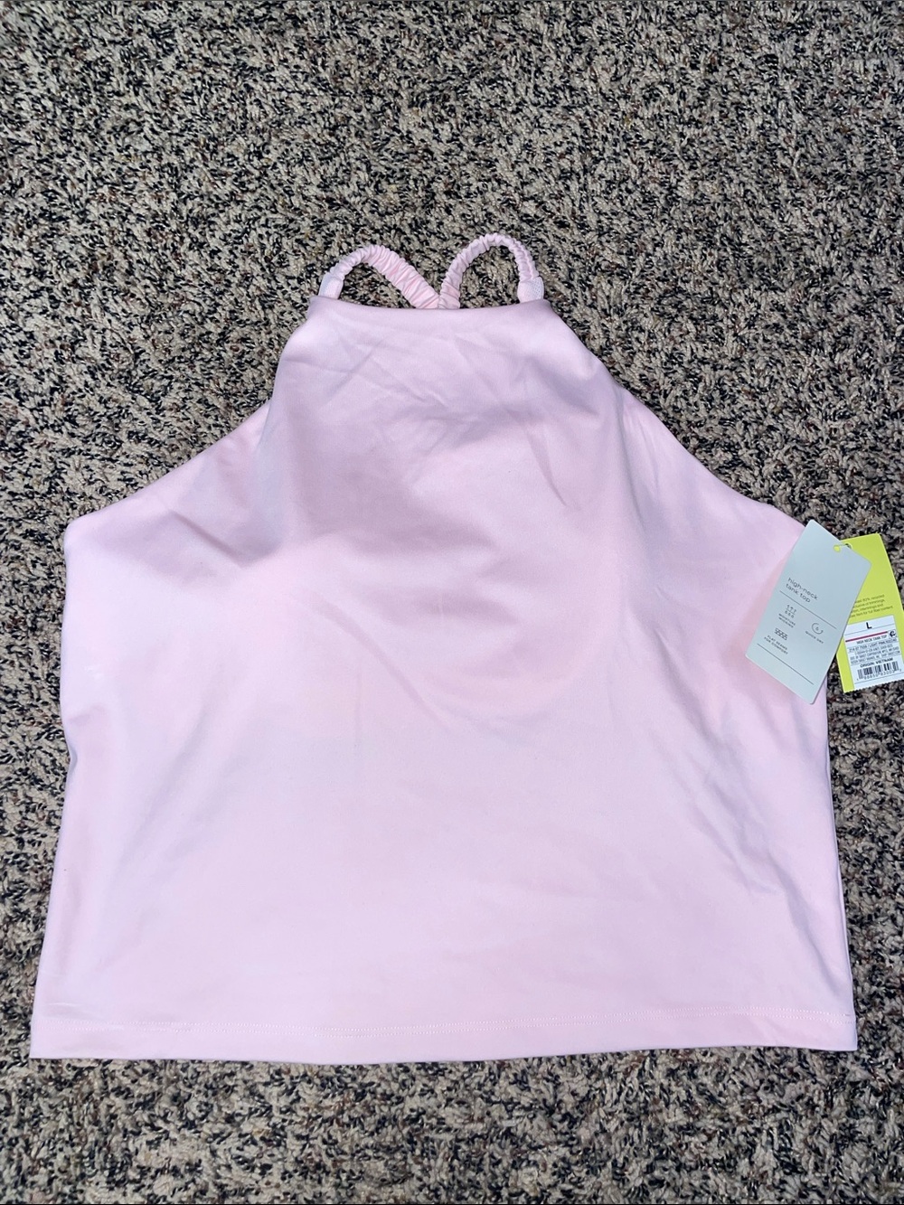 all in motion Light Pink High-Neck Tank with Braided Straps Large NWT